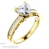 Heart Shaped Forever One Moissanite Engagement Ring #GTJ1150-heart-fb-y 4 Heart Shaped Forever Brilliant Moissanite Engagement Ring #GTJ1150-heart-fb-y