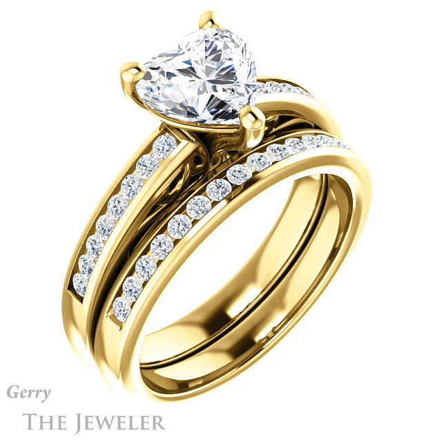 Heart Shaped Forever One Moissanite Engagement Ring #GTJ1150-heart-fb-y 6 Heart Shaped Forever Brilliant Moissanite Engagement Ring #GTJ1150-heart-fb-y