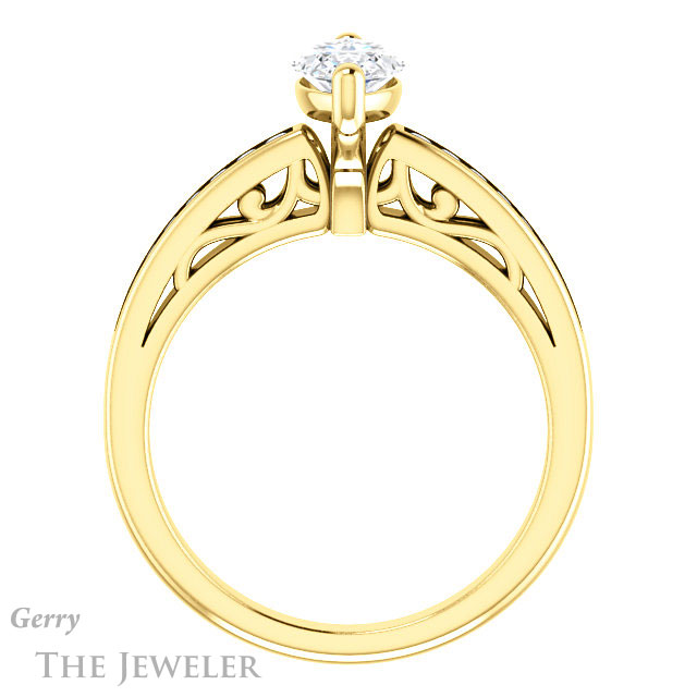 Marquise Cut Forever Brilliant Moissanite Engagement Ring #GTJ1150-marquise-fb-y