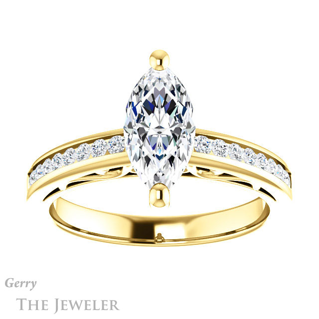 Marquise Cut Forever Brilliant Moissanite Engagement Ring #GTJ1150-marquise-fb-y