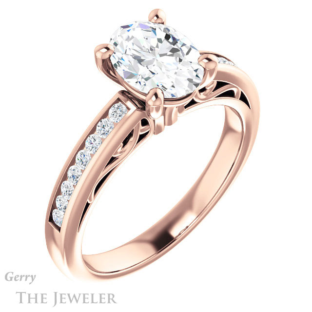 Oval Shaped Forever One Moissanite Engagement Ring #GTJ1150-oval-fo-r