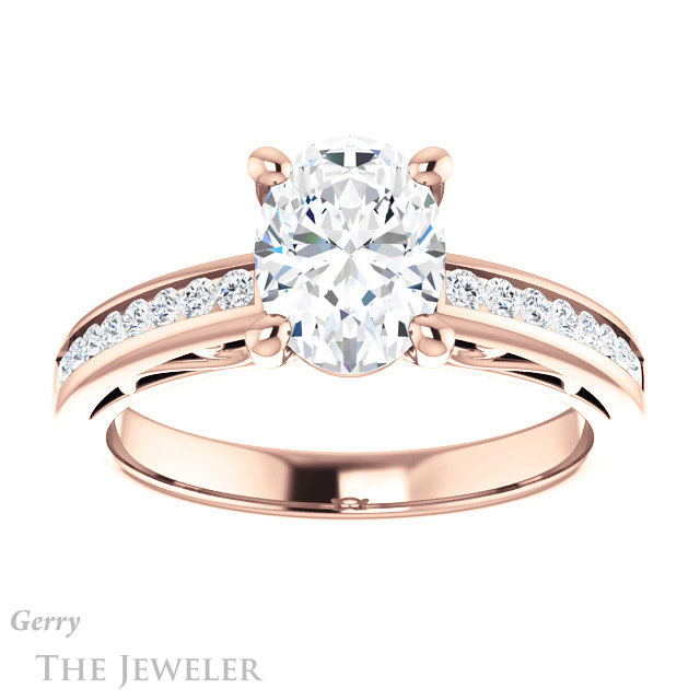 Oval Shaped Forever One Moissanite Engagement Ring #GTJ1150-oval-fo-r