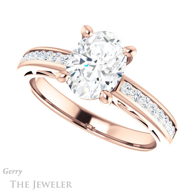 Oval Shaped Forever One Moissanite Engagement Ring #GTJ1150-oval-fo-r