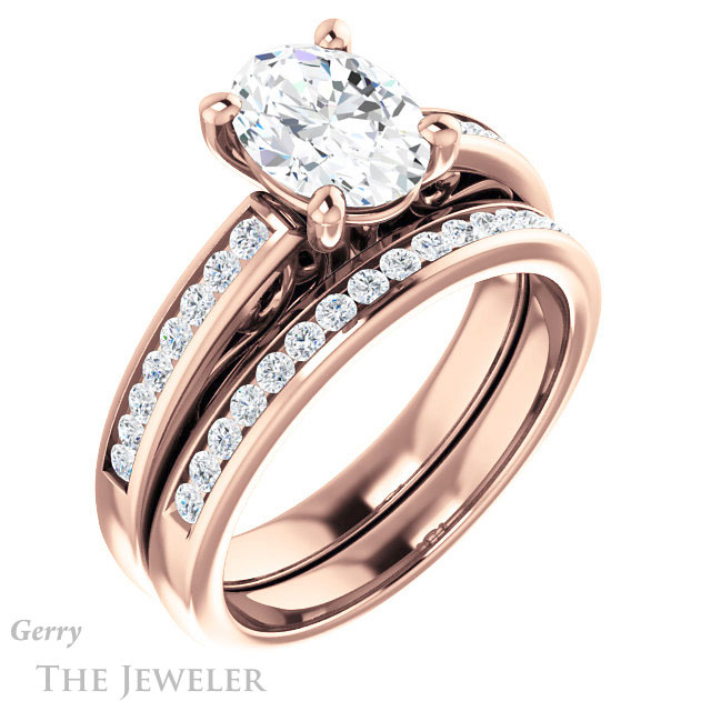 Oval Shaped Forever One Moissanite Engagement Ring #GTJ1150-oval-fo-r