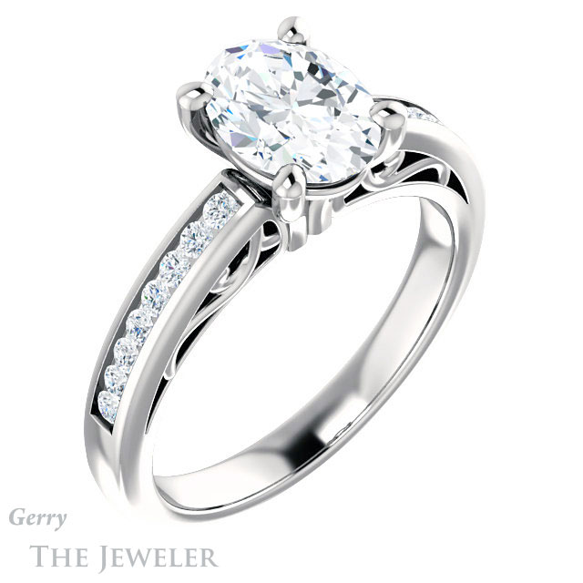 Oval Shaped Forever One Moissanite Engagement Ring #GTJ1150-oval-fo-w 4 Oval Shaped Forever One Moissanite Engagement Ring #GTJ1150-oval-fo-w