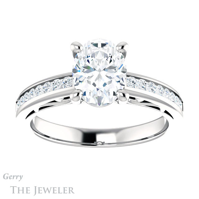Oval Shaped Forever One Moissanite Engagement Ring #GTJ1150-oval-fo-w 1 Oval Shaped Forever One Moissanite Engagement Ring #GTJ1150-oval-fo-w