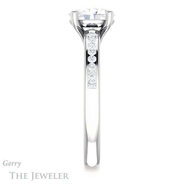 Oval Shaped Forever One Moissanite Engagement Ring #GTJ1150-oval-fo-w 3 Oval Shaped Forever One Moissanite Engagement Ring #GTJ1150-oval-fo-w