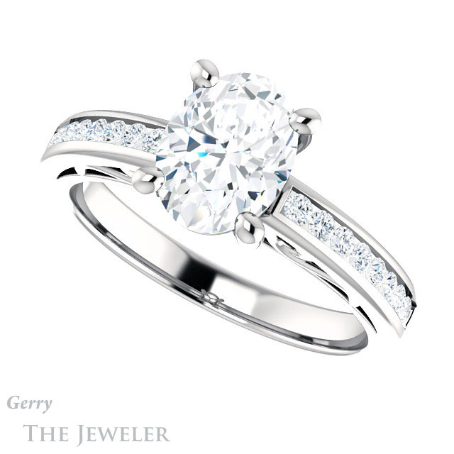 Oval Shaped Forever One Moissanite Engagement Ring #GTJ1150-oval-fo-w 5 Oval Shaped Forever One Moissanite Engagement Ring #GTJ1150-oval-fo-w