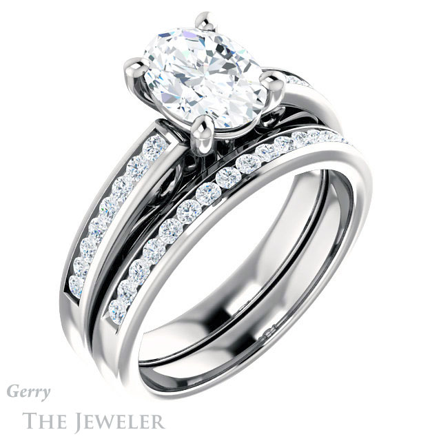 Oval Shaped Forever One Moissanite Engagement Ring #GTJ1150-oval-fo-w 6 Oval Shaped Forever One Moissanite Engagement Ring #GTJ1150-oval-fo-w