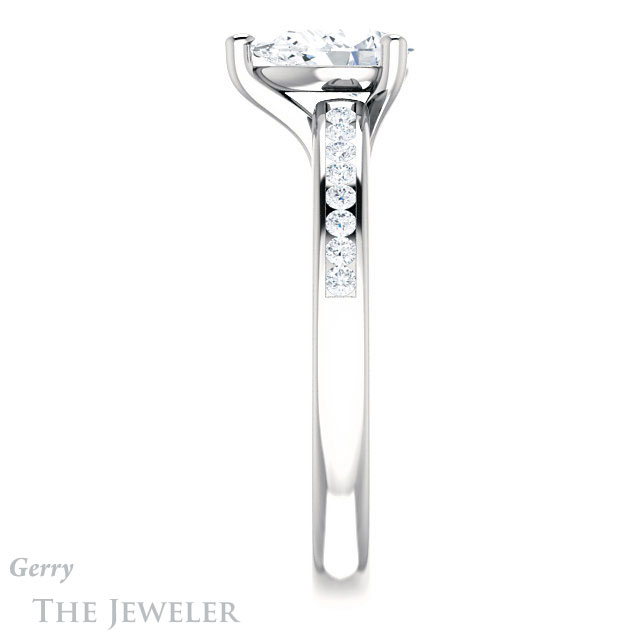 Pear Shaped Forever Brilliant Moissanite Engagement Ring #GTJ1150-pear-fb-w