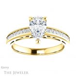 Pear Shaped Forever One Moissanite Engagement Ring #GTJ1150-pear-fb-y 1 Pear Shaped Forever Brilliant Moissanite Engagement Ring #GTJ1150-pear-fb-y