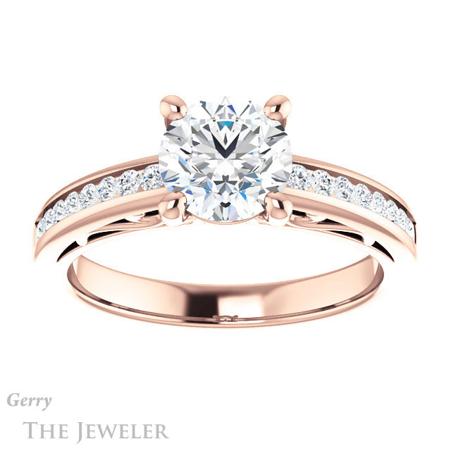Round Cut Forever One Moissanite Engagement Ring #GTJ1150-round-fo-r