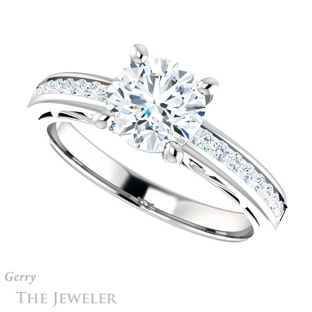 Round Cut Forever One Moissanite Engagement Ring #GTJ1150-round-fo-w 5 Round Cut Forever One Moissanite Engagement Ring #GTJ1150-round-fo-w