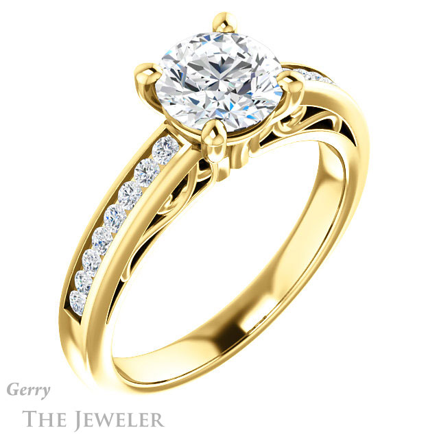 Round Cut Forever One Moissanite Engagement Ring #GTJ1150-round-fo-y 4 Round Cut Forever One Moissanite Engagement Ring #GTJ1150-round-fo-y