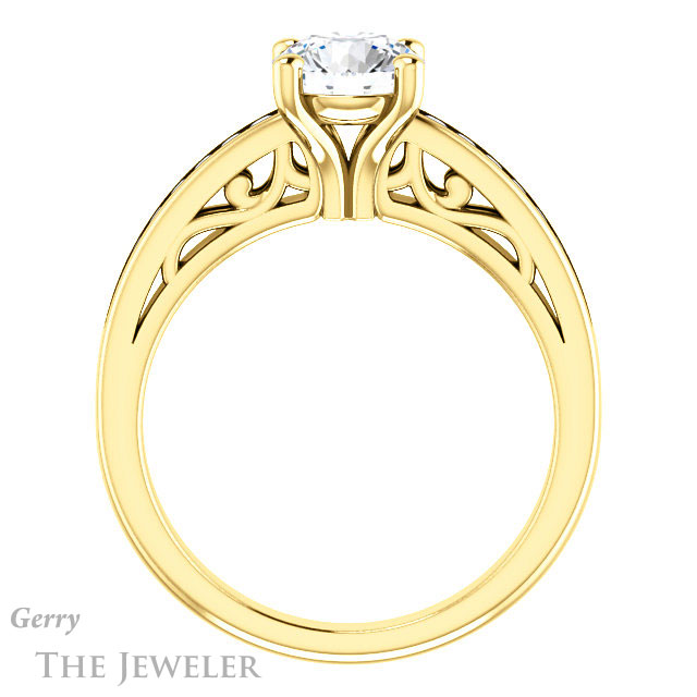 Round Cut Forever One Moissanite Engagement Ring #GTJ1150-round-fo-y 2 Round Cut Forever One Moissanite Engagement Ring #GTJ1150-round-fo-y