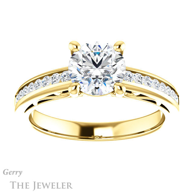 Round Cut Forever One Moissanite Engagement Ring #GTJ1150-round-fo-y 1 Round Cut Forever One Moissanite Engagement Ring #GTJ1150-round-fo-y