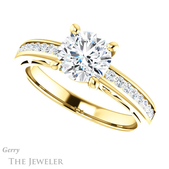 Round Cut Forever One Moissanite Engagement Ring #GTJ1150-round-fo-y 5 Round Cut Forever One Moissanite Engagement Ring #GTJ1150-round-fo-y