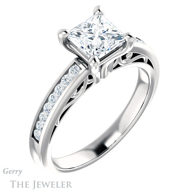 Princess Cut Forever One Moissanite Engagement Ring #GTJ1150-square-fo-w 4 Princess Cut Forever One Moissanite Engagement Ring #GTJ1150-square-fo-w
