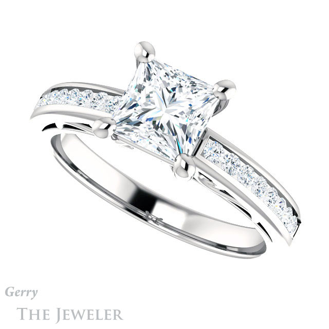 Princess Cut Forever One Moissanite Engagement Ring #GTJ1150-square-fo-w 5 Princess Cut Forever One Moissanite Engagement Ring #GTJ1150-square-fo-w