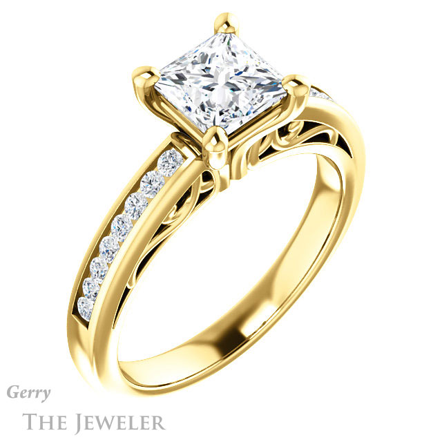 Princess Cut Forever One Moissanite Engagement Ring #GTJ1150-square-fo-y