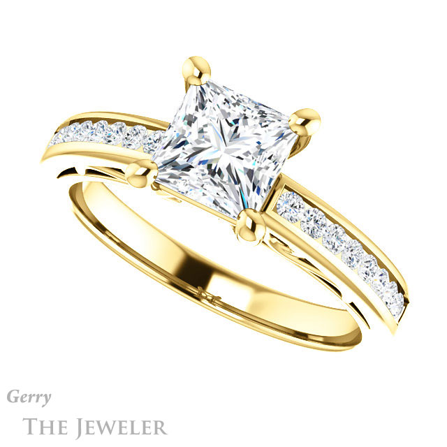 Princess Cut Forever One Moissanite Engagement Ring #GTJ1150-square-fo-y