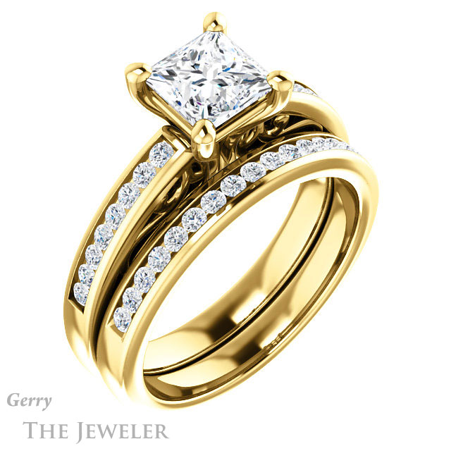 Princess Cut Forever One Moissanite Engagement Ring #GTJ1150-square-fo-y