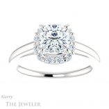 Cushion Cut Forever One Moissanite Engagement Ring #GTJ1151-cushion-fo-w 1 Cushion Cut Forever One Moissanite Engagement Ring #GTJ1151-cushion-fo-w