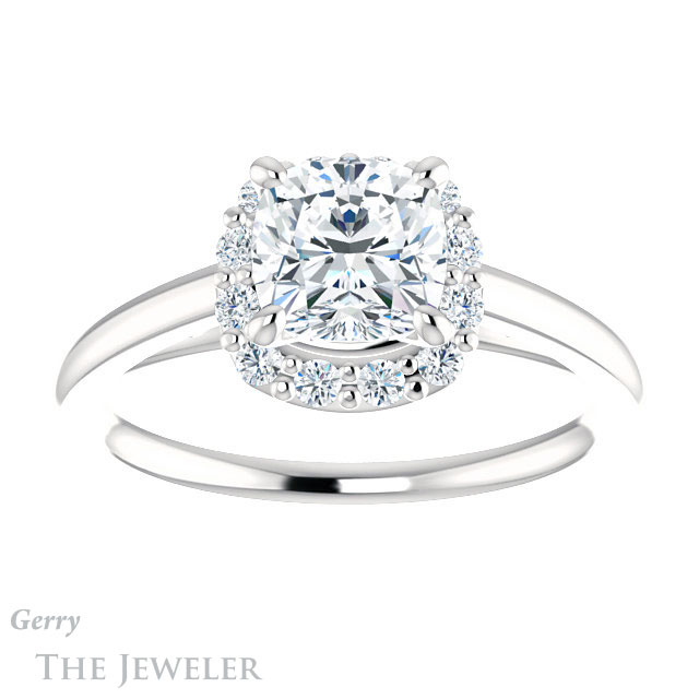 Cushion Cut Forever One Moissanite Engagement Ring #GTJ1151-cushion-fo-w