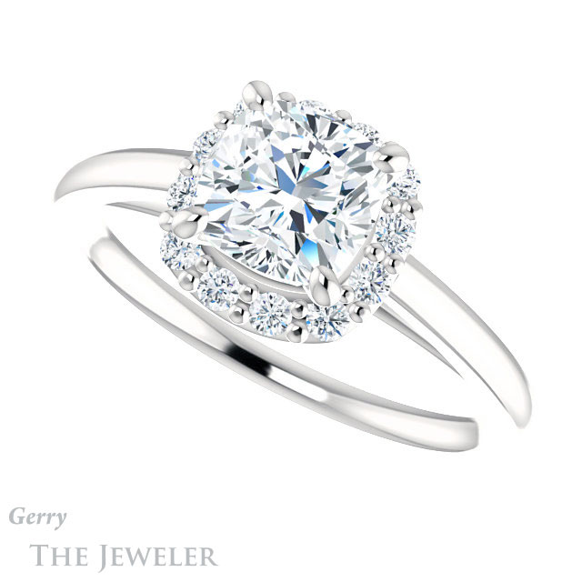 Cushion Cut Forever One Moissanite Engagement Ring #GTJ1151-cushion-fo-w 5 Cushion Cut Forever One Moissanite Engagement Ring #GTJ1151-cushion-fo-w