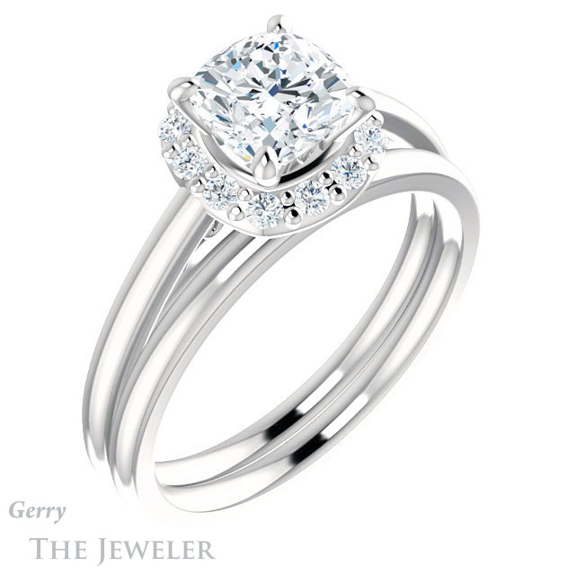 Cushion Cut Forever One Moissanite Engagement Ring #GTJ1151-cushion-fo-w 6 Cushion Cut Forever One Moissanite Engagement Ring #GTJ1151-cushion-fo-w