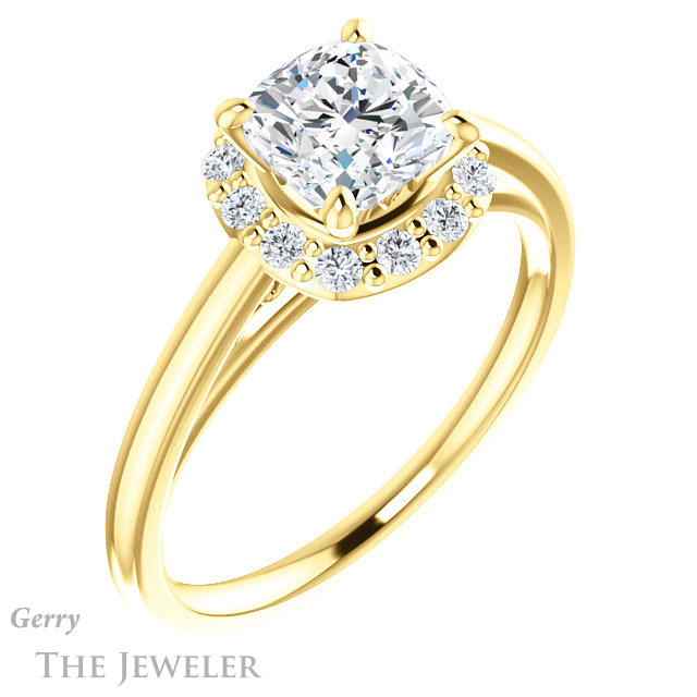 Cushion Cut Forever One Moissanite Engagement Ring #GTJ1151-cushion-fo-y 4 Cushion Cut Forever One Moissanite Engagement Ring #GTJ1151-cushion-fo-y