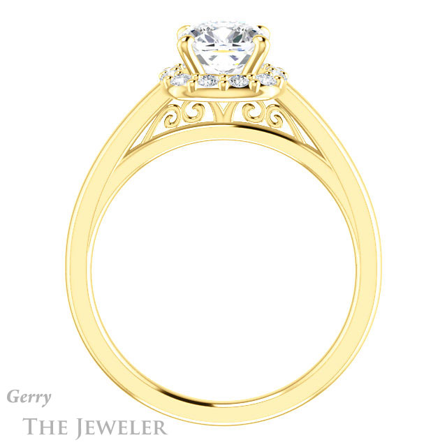 Cushion Cut Forever One Moissanite Engagement Ring #GTJ1151-cushion-fo-y