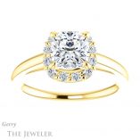 Cushion Cut Forever One Moissanite Engagement Ring #GTJ1151-cushion-fo-y 1 Cushion Cut Forever One Moissanite Engagement Ring #GTJ1151-cushion-fo-y