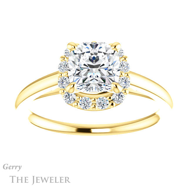 Cushion Cut Forever One Moissanite Engagement Ring #GTJ1151-cushion-fo-y