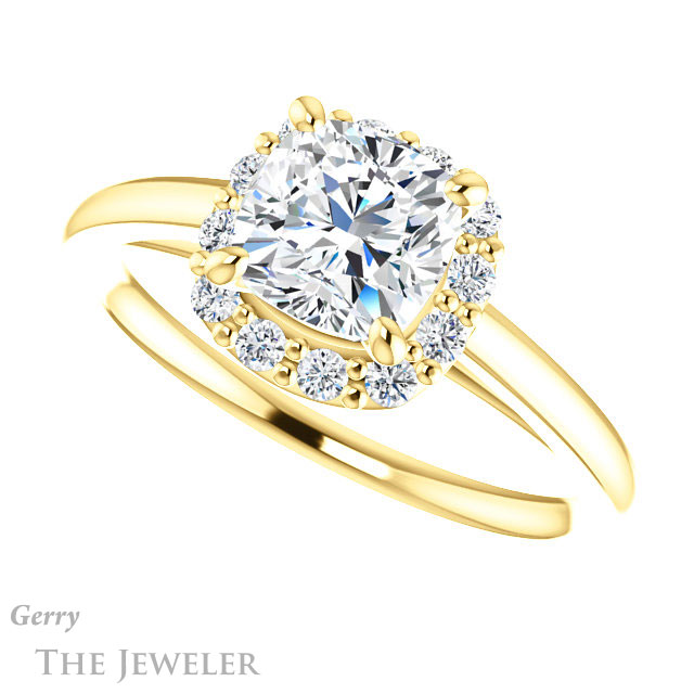 Cushion Cut Forever One Moissanite Engagement Ring #GTJ1151-cushion-fo-y 5 Cushion Cut Forever One Moissanite Engagement Ring #GTJ1151-cushion-fo-y