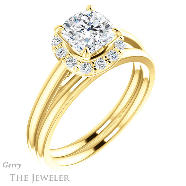 Cushion Cut Forever One Moissanite Engagement Ring #GTJ1151-cushion-fo-y 6 Cushion Cut Forever One Moissanite Engagement Ring #GTJ1151-cushion-fo-y