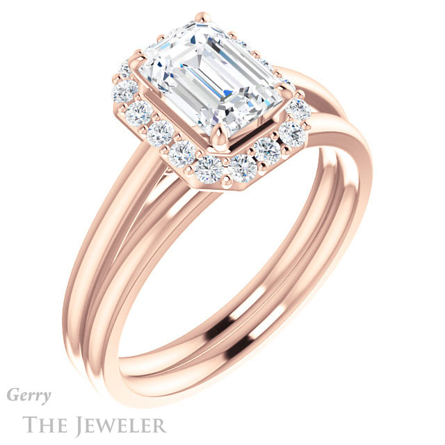 Emerald Cut Forever Brilliant Moissanite Engagement Ring #GTJ1151-emerald-fb-r