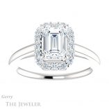 Emerald Cut Forever One Moissanite Engagement Ring #GTJ1151-emerald-fb-w 1 Emerald Cut Forever Brilliant Moissanite Engagement Ring #GTJ1151-emerald-fb-w
