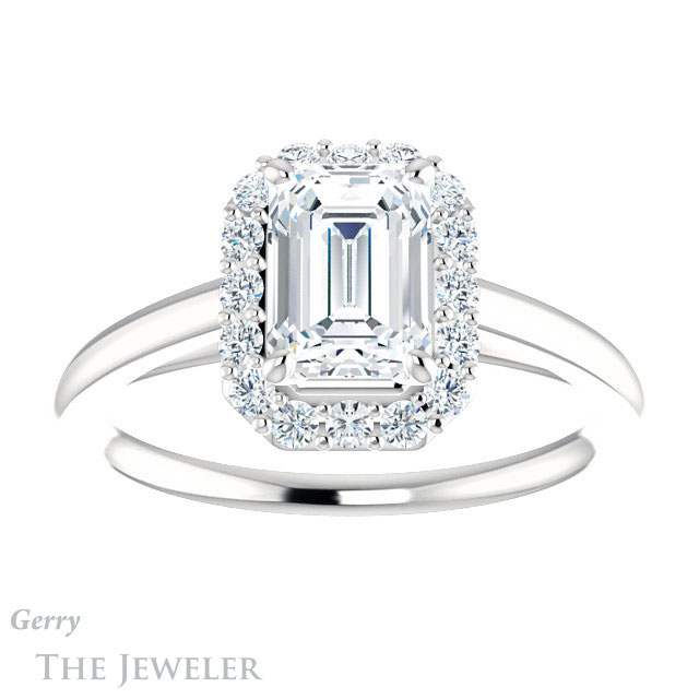 Emerald Cut Forever Brilliant Moissanite Engagement Ring #GTJ1151-emerald-fb-w