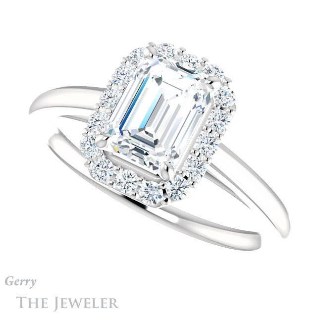 Emerald Cut Forever One Moissanite Engagement Ring #GTJ1151-emerald-fb-w 5 Emerald Cut Forever Brilliant Moissanite Engagement Ring #GTJ1151-emerald-fb-w