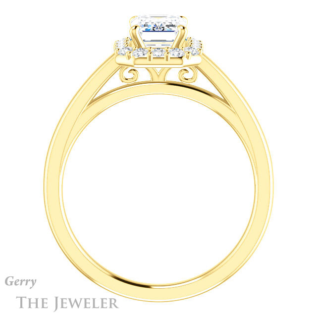 Emerald Cut Forever Brilliant Moissanite Engagement Ring #GTJ1151-emerald-fb-y