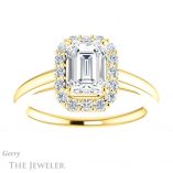 Emerald Cut Forever One Moissanite Engagement Ring #GTJ1151-emerald-fb-y 1 Emerald Cut Forever Brilliant Moissanite Engagement Ring #GTJ1151-emerald-fb-y