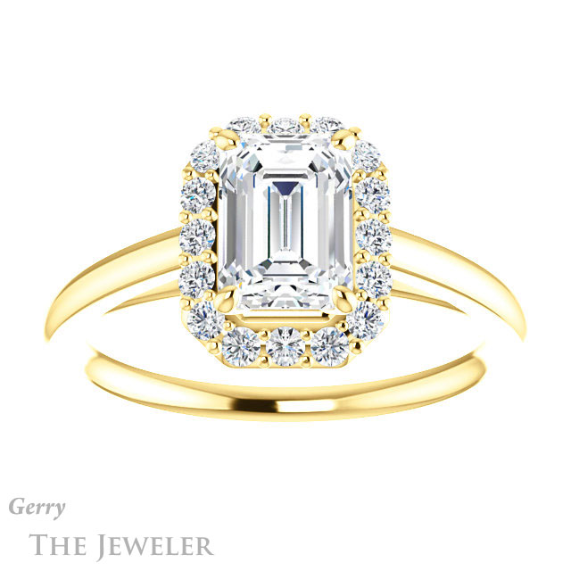 Emerald Cut Forever Brilliant Moissanite Engagement Ring #GTJ1151-emerald-fb-y