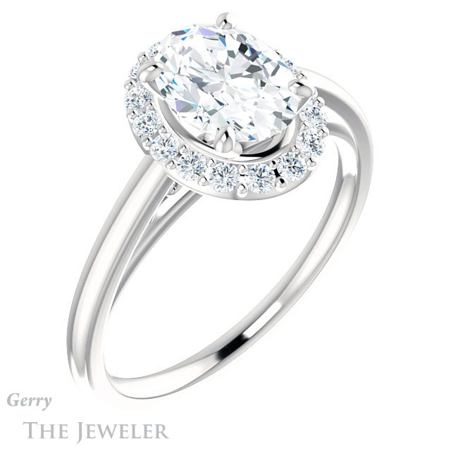 Oval Shaped Forever One Moissanite Engagement Ring #GTJ1151-oval-fo-w 4 Oval Shaped Forever One Moissanite Engagement Ring #GTJ1151-oval-fo-w