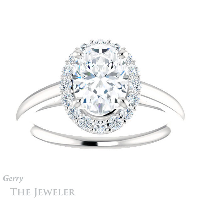 Oval Shaped Forever One Moissanite Engagement Ring #GTJ1151-oval-fo-w 1 Oval Shaped Forever One Moissanite Engagement Ring #GTJ1151-oval-fo-w