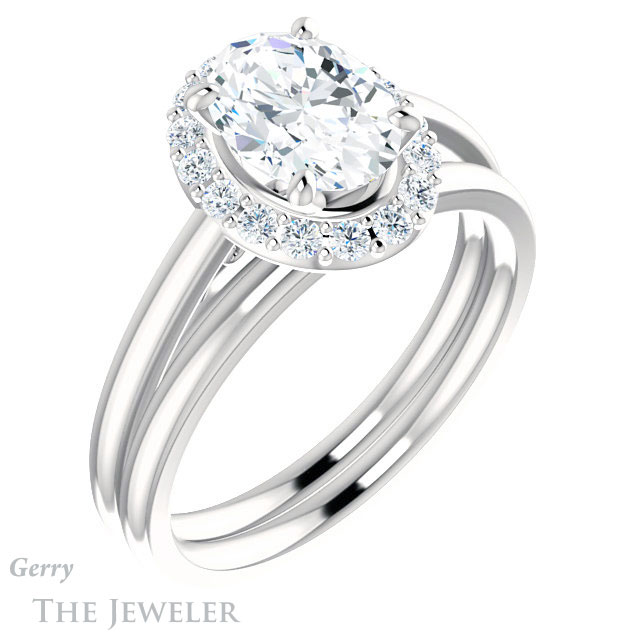 Oval Shaped Forever One Moissanite Engagement Ring #GTJ1151-oval-fo-w 6 Oval Shaped Forever One Moissanite Engagement Ring #GTJ1151-oval-fo-w