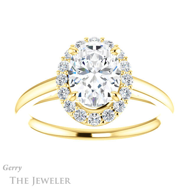 Oval Shaped Forever One Moissanite Engagement Ring #GTJ1151-oval-fo-y 1 Oval Shaped Forever One Moissanite Engagement Ring #GTJ1151-oval-fo-y