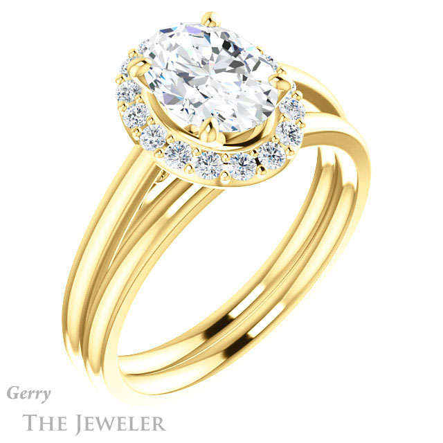 Oval Shaped Forever One Moissanite Engagement Ring #GTJ1151-oval-fo-y 6 Oval Shaped Forever One Moissanite Engagement Ring #GTJ1151-oval-fo-y