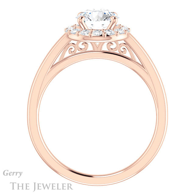 Round Cut Forever One Moissanite Engagement Ring #GTJ1151-round-fo-r