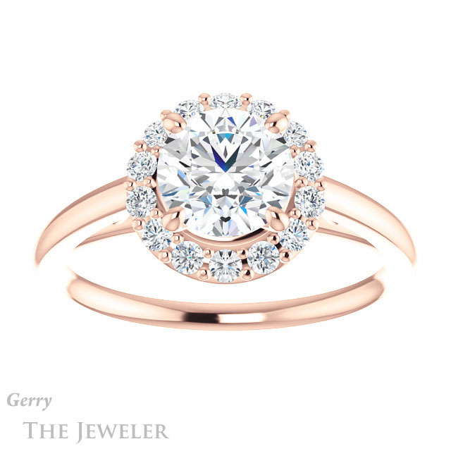 Round Cut Forever One Moissanite Engagement Ring #GTJ1151-round-fo-r